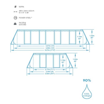 Bestway Power Steel Deluxe 488x244x122 cm, Frame Pool eckig im Komplett Set in Rattan-Optik, inklusive Filterpumpe, Sicherheitsleiter und Abdeckplane - 5