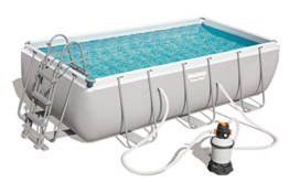 Bestway Power Steel, Frame Pool eckig im praktischen Komplett Set mit Sandfilteranlage, 404x201x100 cm - 1