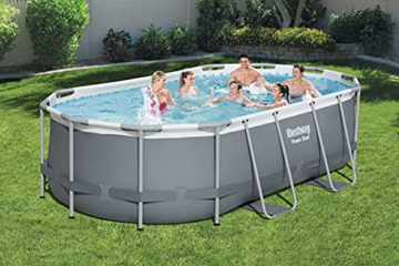 Bestway Power Steel Frame Pool-Set mit Filterpumpe 427 x 250 x 100 cm , grau, oval - 2