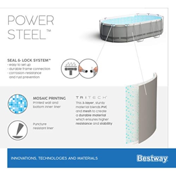 Bestway Power Steel Frame Pool-Set mit Filterpumpe 427 x 250 x 100 cm , grau, oval - 15