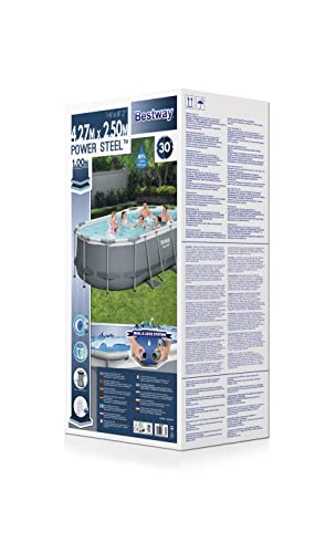 Bestway Power Steel Frame Pool-Set mit Filterpumpe 427 x 250 x 100 cm , grau, oval - 3