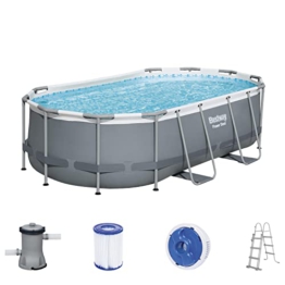 Bestway Power Steel Frame Pool-Set mit Filterpumpe 427 x 250 x 100 cm , grau, oval - 1