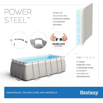 Bestway Power Steel Framepool Komplett-Set, eckig, mit Filterpumpe, Sicherheitsleiter & Abdeckplane 549 x 274 x 122 cm - 14