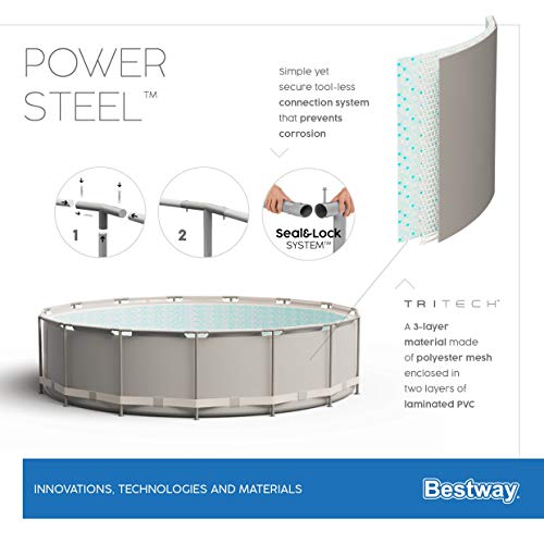 Bestway Power Steel Framepool Komplett-Set, rund, mit Filterpumpe, Sicherheitsleiter & Abdeckplane 427 x 122 cm - 16
