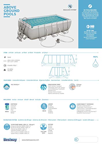 Bestway Power Steel Framepool -Set, eckig, mit Filterpumpe & Sicherheitsleiter 404 x 201 x 100 cm - 12