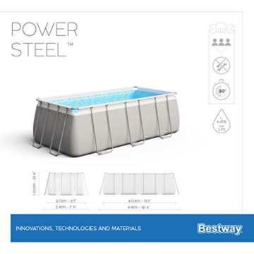 Bestway Power Steel Framepool-Set, eckig, mit Sandfilteranlage & Sicherheitsleiter 404 x 201 x 100 cm Pool, grau - 12