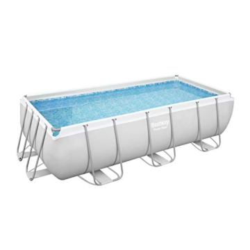 Bestway Power Steel Framepool-Set, eckig, mit Sandfilteranlage & Sicherheitsleiter 404 x 201 x 100 cm Pool, grau - 4