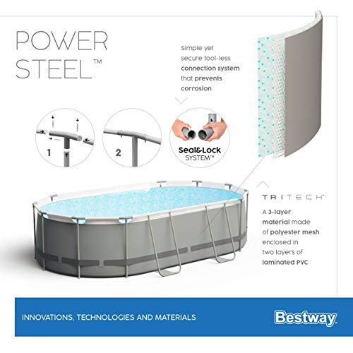 Bestway Power Steel Framepool-Set, oval, mit Filterpumpe & Sicherheitsleiter 427 x 250 x 100 cm - 14