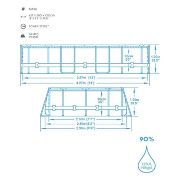 Bestway Power Steel Framepool-Set, oval, mit Filterpumpe & Sicherheitsleiter 427 x 250 x 100 cm - 5