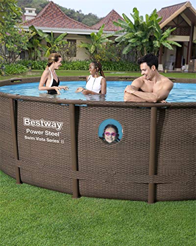 Bestway Power Steel Swim Vista 488x122 cm, Frame Pool rund mit stabilem Stahlrahmen im Komplett-Set, rattan - 13