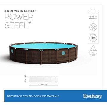 Bestway Power Steel Swim Vista 488x122 cm, Frame Pool rund mit stabilem Stahlrahmen im Komplett-Set, rattan - 16