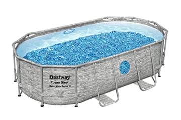 Bestway Power Steel Swim Vista Series Frame Pool Komplett-Set mit Filterpumpe 427 x 250 x 100 cm, Steinwand-Optik (Cremegrau), oval - 11