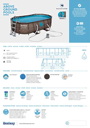 Bestway Power Steel Swim Vista Series Pool Komplett-Set, oval, mit Filterpumpe, Sicherheitsleiter & Abdeckplane 427 x 250 x 100 cm - 13