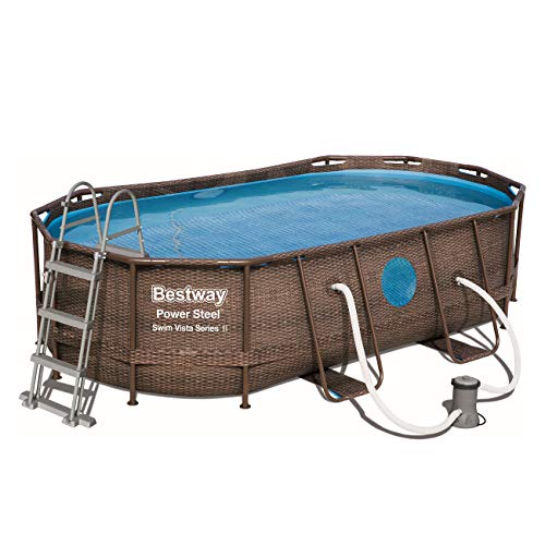 Bestway Power Steel Swim Vista Series Pool Komplett-Set, oval, mit Filterpumpe, Sicherheitsleiter & Abdeckplane 427 x 250 x 100 cm - 4