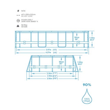 Bestway Power Steel Swim Vista Series Pool Komplett-Set, oval, mit Filterpumpe, Sicherheitsleiter & Abdeckplane 427 x 250 x 100 cm - 5