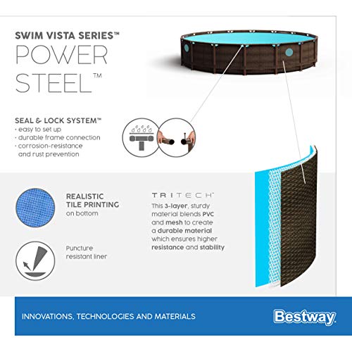 BESTWAY Power Steel Swim Vista Series Stahlrahmenbecken, rattan braun - 16
