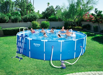 Bestway Steel Pro Frame Pool Komplettset rund, mit Kartuschenfilterpumpe, Leiter, Boden- und Abdeckplane, 549x122 cm, blau - 2