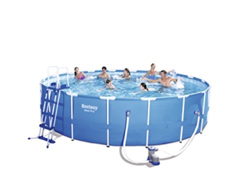 Bestway Steel Pro Frame Pool Komplettset rund, mit Kartuschenfilterpumpe, Leiter, Boden- und Abdeckplane, 549x122 cm, blau - 1