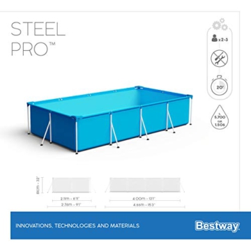 Bestway Steel Pro Frame Pool ohne Pumpe 400 x 211 x 81 cm , blau, eckig - 16