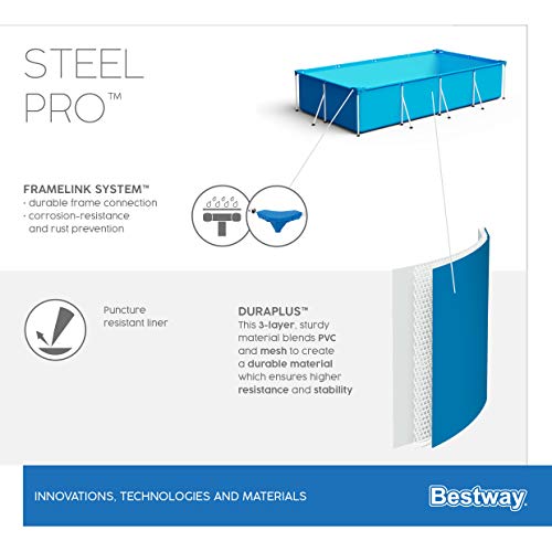 Bestway Steel Pro Frame Pool ohne Pumpe 400 x 211 x 81 cm , blau, eckig - 17