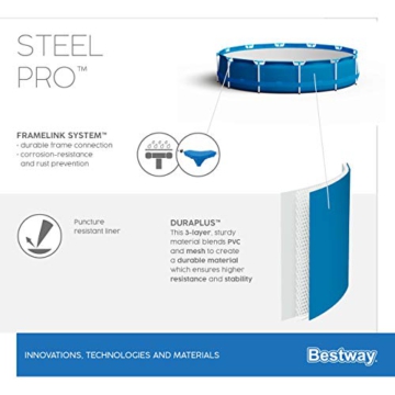 Bestway Steel Pro Frame Pool ohne Pumpe Ø 305 x 76 cm, blau, rund - 11