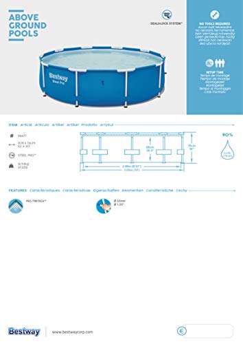 Bestway Steel Pro Frame Pool ohne Pumpe Ø 305 x 76 cm, blau, rund - 4