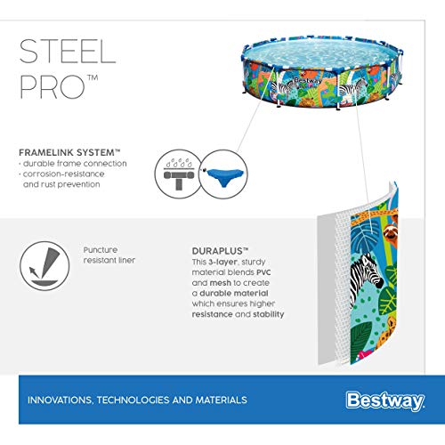 Bestway Steel Pro Framepool ohne Pumpe, rund, 305 x 66 cm Pool, blau - 14
