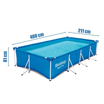 Bestway Steel Pro Gartenpool mit Reiningungsset - Stahlrahmenpool Rechteckig Schwimmbad Blau 400 x 211 x 81 cm mit Reinigung - 14