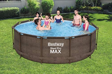 Bestway Steel Pro MAX Deluxe Series Frame-Pool, 366 x 366 x 100 cm, rund, Rattan braun, 9.150 Liter, ohne Pumpe und Zubehör, Ersatzteil, Ersatzpool - 2