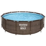 Bestway Steel Pro MAX Deluxe Series Frame-Pool, 366 x 366 x 100 cm, rund, Rattan braun, 9.150 Liter, ohne Pumpe und Zubehör, Ersatzteil, Ersatzpool - 1