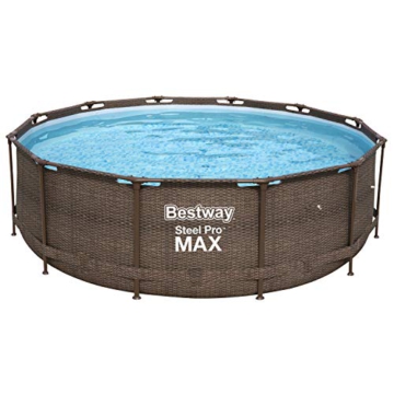 Bestway Steel Pro MAX Deluxe Series Frame-Pool, 366 x 366 x 100 cm, rund, Rattan braun, 9.150 Liter, ohne Pumpe und Zubehör, Ersatzteil, Ersatzpool - 1