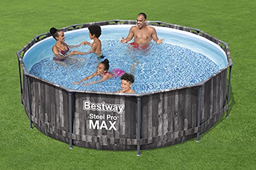 Bestway Steel Pro MAX Ersatz Frame Pool für Zubehör Ø 366 x 100 cm, Holz-Optik (Mooreiche), rund - 2