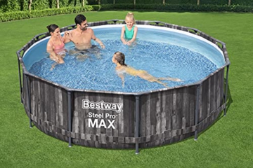 Bestway Steel Pro MAX Ersatz Frame Pool für Zubehör Ø 366 x 100 cm, Holz-Optik (Mooreiche), rund - 11