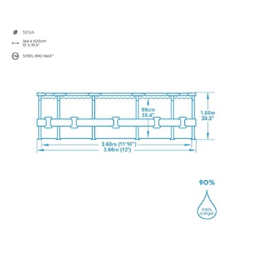 Bestway Steel Pro MAX Ersatz Frame Pool für Zubehör Ø 366 x 100 cm, Holz-Optik (Mooreiche), rund - 3