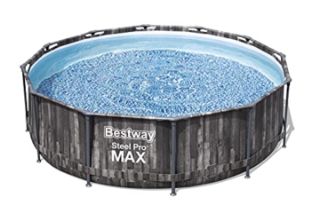 Bestway Steel Pro MAX Ersatz Frame Pool für Zubehör Ø 366 x 100 cm, Holz-Optik (Mooreiche), rund - 4