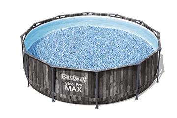 Bestway Steel Pro MAX Ersatz Frame Pool für Zubehör Ø 366 x 100 cm, Holz-Optik (Mooreiche), rund - 5