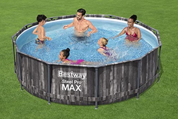 Bestway Steel Pro MAX Ersatz Frame Pool für Zubehör Ø 366 x 100 cm, Holz-Optik (Mooreiche), rund - 7
