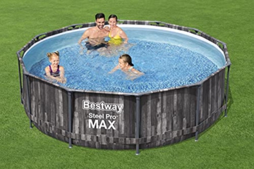 Bestway Steel Pro MAX Ersatz Frame Pool für Zubehör Ø 366 x 100 cm, Holz-Optik (Mooreiche), rund - 10