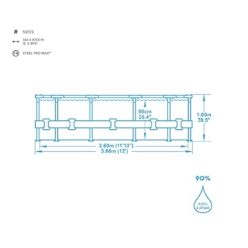 Bestway Steel Pro MAX Ersatz Frame Pool ohne Zubehör Ø 366 x 100 cm, Rattan-Optik (Schokobraun), rund - 3