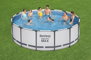 Bestway Steel Pro MAX Frame Pool Komplett-Set mit Filterpumpe Ø 427 x 122 cm, lichtgrau, rund - 2