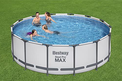 Bestway Steel Pro MAX Frame Pool Komplett-Set mit Filterpumpe Ø 427 x 122 cm, lichtgrau, rund - 12