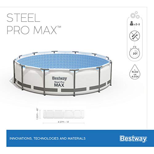 Bestway Steel Pro MAX Frame Pool Komplett-Set mit Filterpumpe Ø 427 x 122 cm, lichtgrau, rund - 15