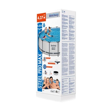 Bestway Steel Pro MAX Frame Pool Komplett-Set mit Filterpumpe Ø 427 x 122 cm, lichtgrau, rund - 3