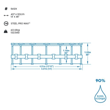 Bestway Steel Pro MAX Frame Pool Komplett-Set mit Filterpumpe Ø 427 x 122 cm, lichtgrau, rund - 5