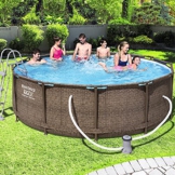 Bestway Steel Pro Max Frame Pool Komplettset Deluxe, rund, Rattan-Optik, 366 x 100 cm - 1