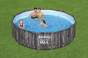 Bestway Steel Pro MAX Frame Pool-Set mit Filterpumpe Ø 366 x 100 cm, Holz-Optik (Mooreiche), rund - 2