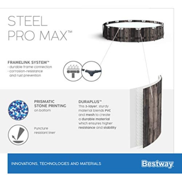 Bestway Steel Pro MAX Frame Pool-Set mit Filterpumpe Ø 366 x 100 cm, Holz-Optik (Mooreiche), rund - 17