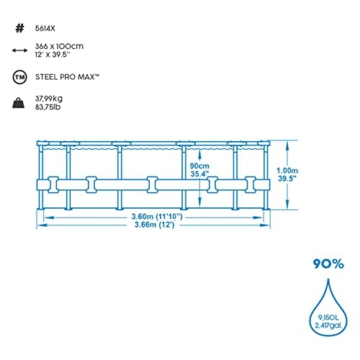 Bestway Steel Pro MAX Frame Pool-Set mit Filterpumpe Ø 366 x 100 cm, Holz-Optik (Mooreiche), rund - 5