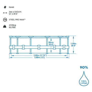 Bestway Steel Pro MAX Frame Pool-Set mit Filterpumpe Ø 366 x 100 cm, Holz-Optik (Mooreiche), rund - 5