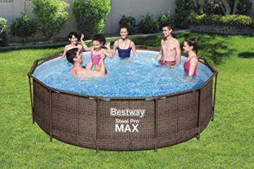 Bestway Steel Pro MAX Frame Pool-Set mit Filterpumpe Ø 366 x 100 cm, Rattan-Optik (Schokobraun), rund - 11